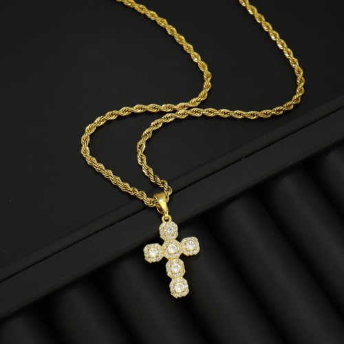 Cross Necklace for Women,14K Gold Silver Plated Box Chain Pendant，Dainty Personalized Charm Jewelry Gift for Her - color: Gold Cross B