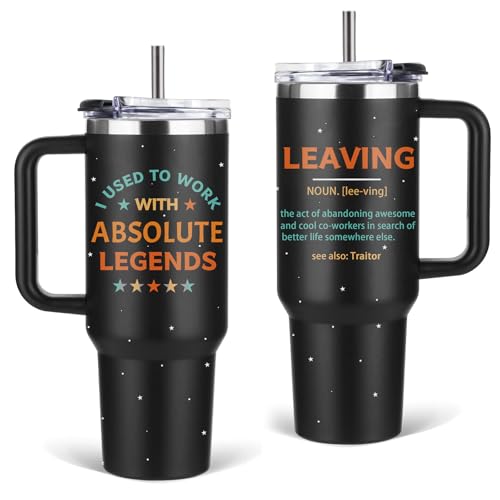 Leaving 40oz Tumbler, with Handle & Straw, Insulated Coffee Cup - color: Leaving