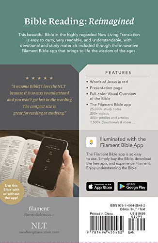 NLT Compact Bible, Filament Enabled (LeatherLike, Rustic Brown Cross, Red Letter)