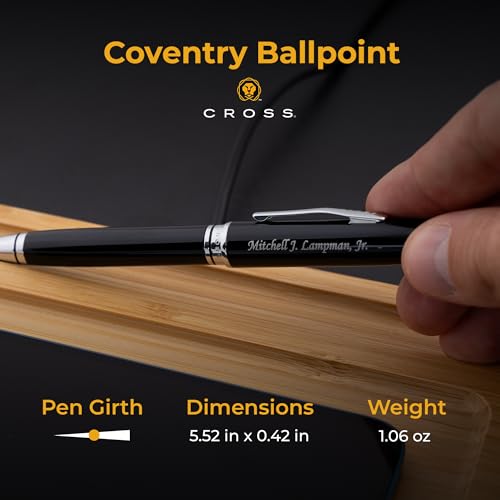 Cross Coventry Personalized Ballpoint Pen in Black Lacquer with Chrome Trim - color: Black