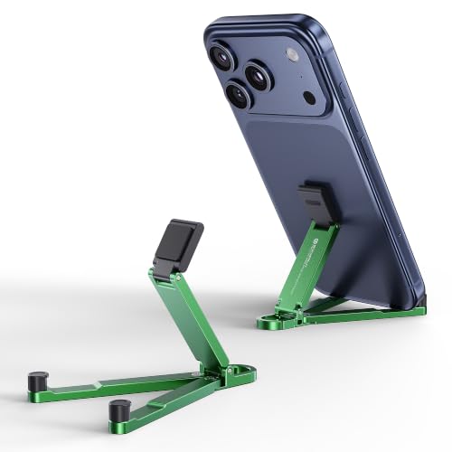 Portable Foldable Pocket Phone Stand with Keychain for Desk Travel(Green) - color: Green