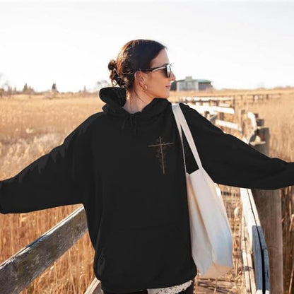 Christian Hoodies Women Jesus Hoodie Embroidered Faith Cross Sweatshirt - color: Black, size: Large