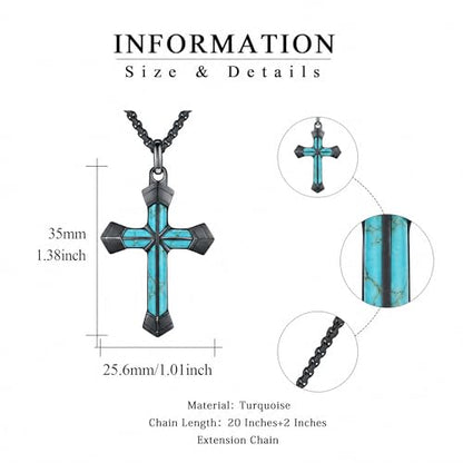 Cross Necklace for Men 925 Sterling Silver Cross Ebony Wooden Ankh Raven Praying Hands Crucifix Amulet Religious Jewelry Gifts for Men Women - color: Cross3