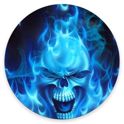 Mouse Pad, Blue Flaming Skull Mouse Pad, Mouse Mat Round Mouse Pad Non-Slip Rubber Base Round Mousepad for Laptop PC Office 7.9×7.9×0.12 inches - color: Blue Flaming Skull