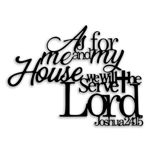 Joshua 24 15 Cross Metal Wall Decor - Christian Room Decor Scripture Motivational Wall Art Home Decor for Living Room, Bedroom, Dining Room, Bathroom, Office (Black)