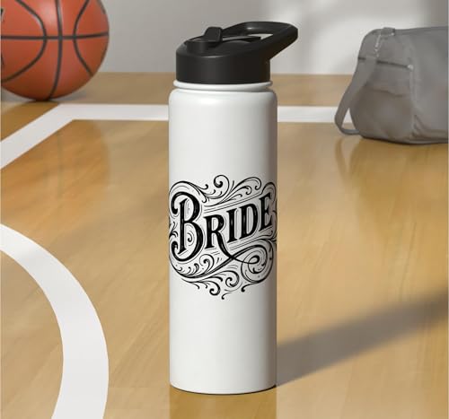 Elegant Bride Calligraphy Future Mrs. Wedding Design Stainless Steel Insulated Water Bottle - color: White