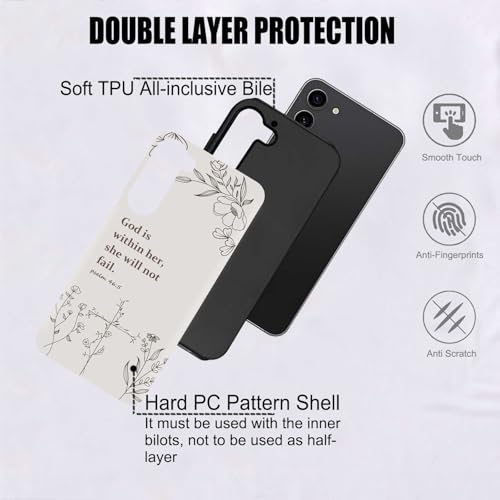 Christian Cross Faith Bible Verses Phone Case for Samsung Galaxy S23 Plus, Shockproof Soft TPU & Hard PC Hybrid 2-Layer Protective Phone Cover for Women Girls Gray - color: Gray, size: Galaxy S23 Plus