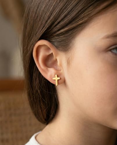 HGDEER Faith Close to Her Heart, Cross Stud Earrings Easter Gifts - style: Classic Size - Gold