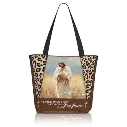 Women's Canvas Tote Bag with Zipper, Large Capacity Shoulder Bag for Work, Travel & Daily Use, Gifts for Mom - color: I Once Was Lost But Now I'm Found