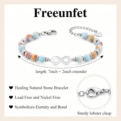 Bracelet for Women Natural Stone Beaded, Stainless Steel Charms, Adjustable - color: 5-Infinity