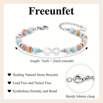 Bracelet for Women Natural Stone Beaded, Stainless Steel Charms, Adjustable - color: 5-Infinity