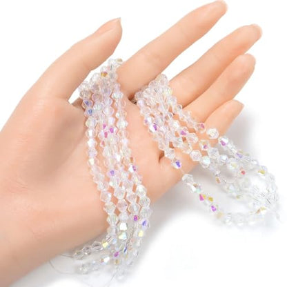 250pcs Czech 6mm (0.24 Inch) Faceted Bicone Crystal Glass Loose Beads Spacer Bulk Crystal AB for DIY Craft Jewelry Making CCB602 - color: Crystal Ab, size: 6mm - 250pcs