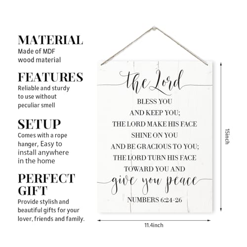 Religious Decor Sign,The Lord Bless You and Keep You Sign, Rustic Wooden Hanging Plaque Sign, Scripture Wall Art, Bible Verse Wood Sign, Numbers 6:24-26 Christian Door Sign, Christian Gift - color: Color 05