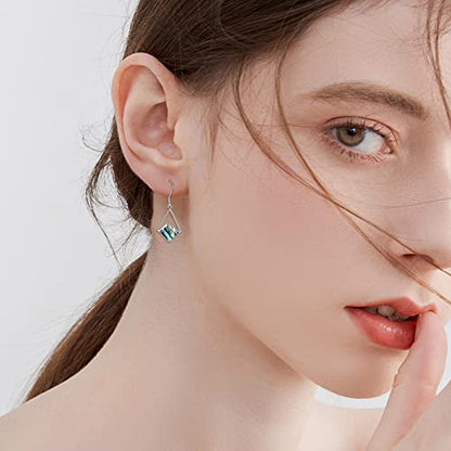 AOBOCO Mustard Seed Earrings for Women Sterling Silver Mountain Cross Earrings Dangle Christian Religion Jewelry Mothers Day Birthday for Mom Wife Friends - style: Abalone Mountain Hooks
