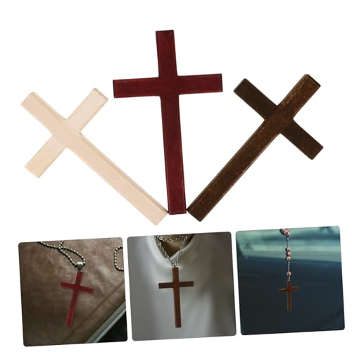 EXCEART 6 Pcs Wooden Cross Crafts DIY Mini Wooden Crosses Charms Pendants Catholic Cross Prayer Handheld Ornaments for Church Party Favors Wall Decoration Jewelry Projects (Pack of 2) - size: 12X7X0.7CM (Pack of 2)