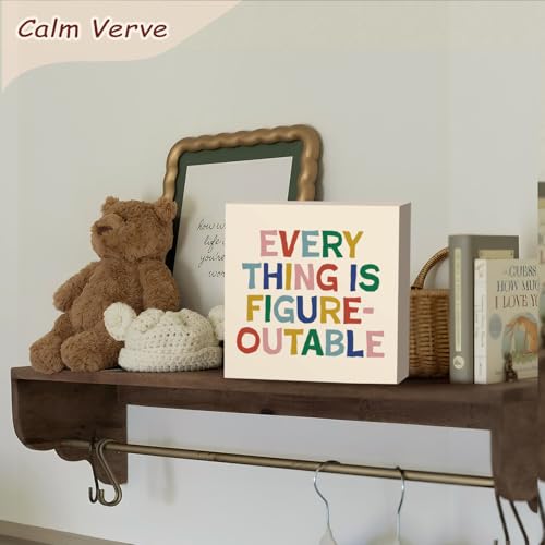 Inspirational Motivational Positive Affirmation Sign, - color: Everything is Figureoutable-5x5