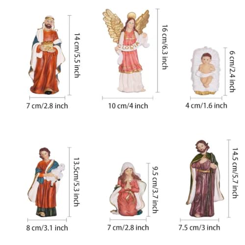 Nativity Set Christmas 12 Pcs Nativity Scene Catholic Manger Set Figurine - color: Multicolor, size: 6 inches