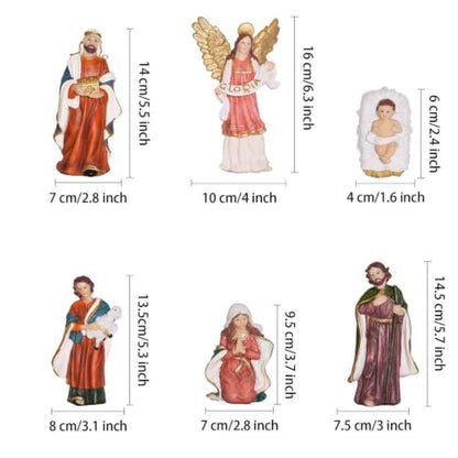 Nativity Set Christmas 12 Pcs Nativity Scene Catholic Manger Set Figurine - color: Multicolor, size: 6 inches