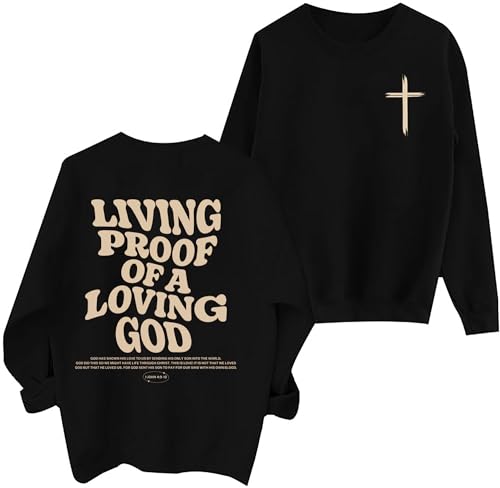 Christian Sweatshirts for Women Jesus Faith Pullover Long Sleeve - color: A-black, size: Large