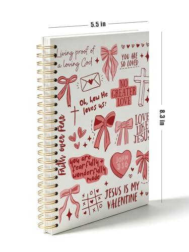 Bible Study Journal for Women,Christian Gifts for Women Teen Girls,Sermon Notes Hardcover Spiral Notebook,Prayer Journal,Jesus is My Valentine Notebook 5.5x8.3 Inch - color: BIBLE BOW