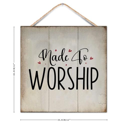 Made to Worship Custom Quote Signs Bible Verse Rustic Farmhouse Wood Signs 12x12in Home Home Wall Art Decor Wood Plaque Sign for Home Office Desk Decor Housewarming Gifts - color: Log color-style-8