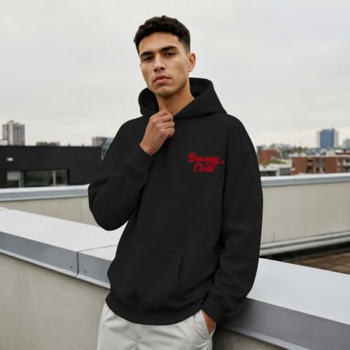 Boxing Hoodies for Men Boxing Club Streetwear Hoodie Athletic Gym Workout Sweatshirt Vintage Graphic Pullover - color: Black, size: Small