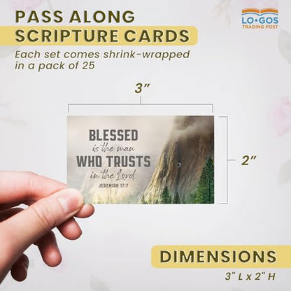 Pass It On Scripture Cards, Mountain Side, Blessed is the Man, Jeremiah 17:7 Pack of 25 — Inspirational Bible Verse Wallet Cards, Devotional, Bible Study - Small Christian Greetings for Encouragement - color: Mountain Side