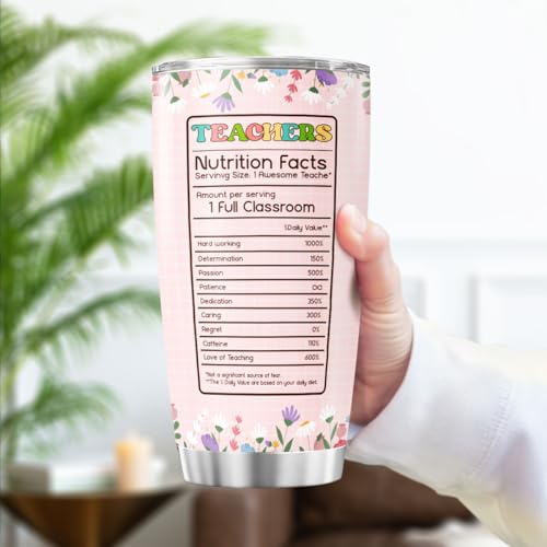 Teacher Appreciation Tumbler for Women with Floral Book Design, 20oz Stainless Steel Cup, Thoughtful Gift for End of Year, Back to School, Christmas, Graduation - color: Teacher Life K0