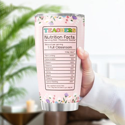 Teacher Appreciation Tumbler for Women with Floral Book Design, 20oz Stainless Steel Cup, Thoughtful Gift for End of Year, Back to School, Christmas, Graduation - color: Teacher Life K0