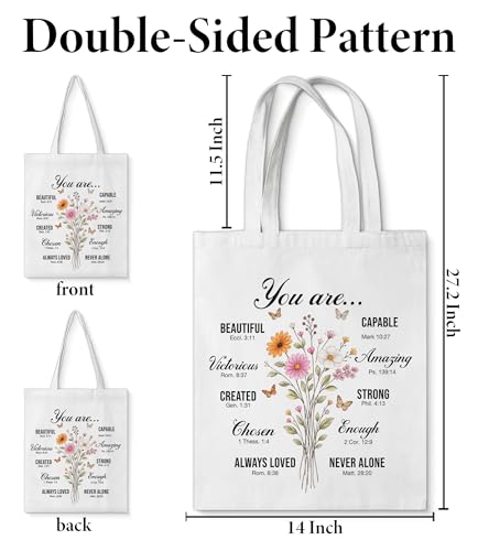 Aesthetic Canvas Tote Bag for Women Man，Christian Bible Verse Reusable Grocery Shoulder Bag for Shopping Work Travel - color: Christian 09