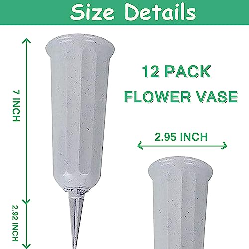 Cemetery Vases for Grave Flower Holder for Cemetery Vases with Spikes Cemetary Vase Grave Flower Holder Plastic Vase for Cemetery Flowers 12 Pack - color: Gray