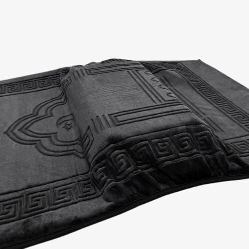 Orthopedic Prayer Mat with Memory Foam Knee Support – Extra Thick Padded Prayer Rug, Muslim & Islamic Prayer Mat (Sajadah) for Men & Women, Soft Luxury Comfort for Eid, Ramadan & Daily Prayer (Black) - color: Black