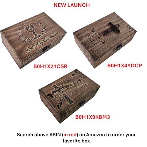 JB&C Premium Women's Rustic Brown Wooden Rosary Box, 4.75 x 5.75 x 2.5 inches, Hinged Latch, Thanksgiving Occasion, Jewelry Box - size: 5.75" x 4.75" x 2.5"