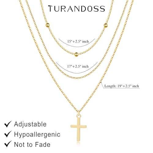 Turandoss Layered Cross Necklaces Stack for Women Girls, Christian Gift - color: Cross-Clip Bead