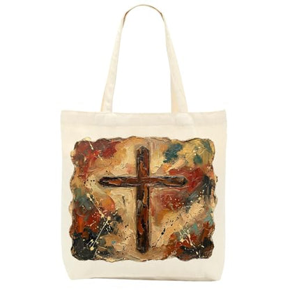 Faith Canvas Tote Bag, Christian Gifts for Women Mama Sister Inspirational Bible Verse Birthday Christmas - color: Western Cowboy 862