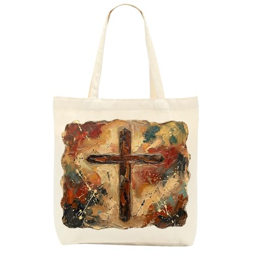 Faith Canvas Tote Bag, Christian Gifts for Women Mama Sister Inspirational Bible Verse Birthday Christmas - color: Western Cowboy 862