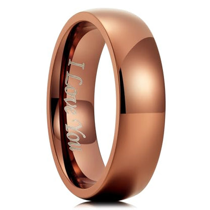 King Will 316L Wedding Band for Men Women, 4-8mm I LOVE YOU Dome Size 4-15 - color: F-Brown-6mm