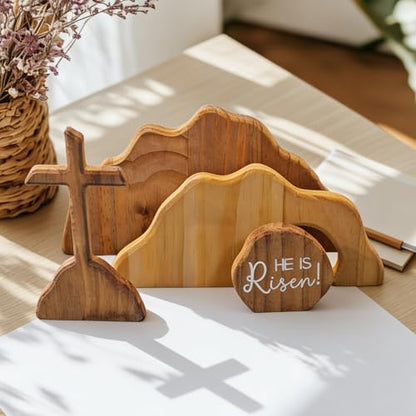 Empty Tomb Easter Scene and Cross Religious Jesus Tomb Easter Kit