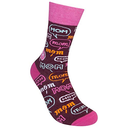 FUNATIC Crazy Socks with Funny Sayings - Novelty Gift for Men, Women, Adult - color: Mom! Mom! Mom!