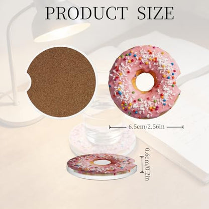 Ceramic Car Cup Coasters 2PCS - Donut - color: Donut