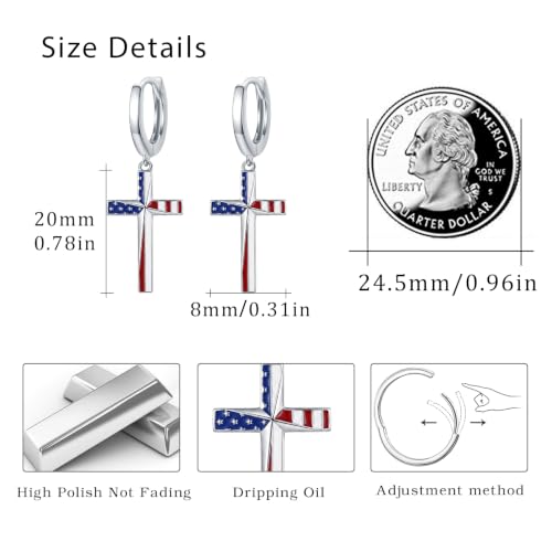 Cross Earrings for Women Men 925 Sterling Silver, Cross Hoop Drop Earrings, Christian Jewelry Gift for Women Men - style: Independent Cross Earrings #1