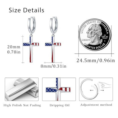 Cross Earrings for Women Men 925 Sterling Silver, Cross Hoop Drop Earrings, Christian Jewelry Gift for Women Men - style: Independent Cross Earrings #1