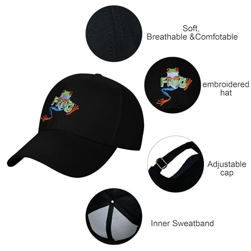 Embroidered Baseball Cap for Women Men Adjustable Baseball Hat Black Baseball Cap Trucker Hat - color: Frog