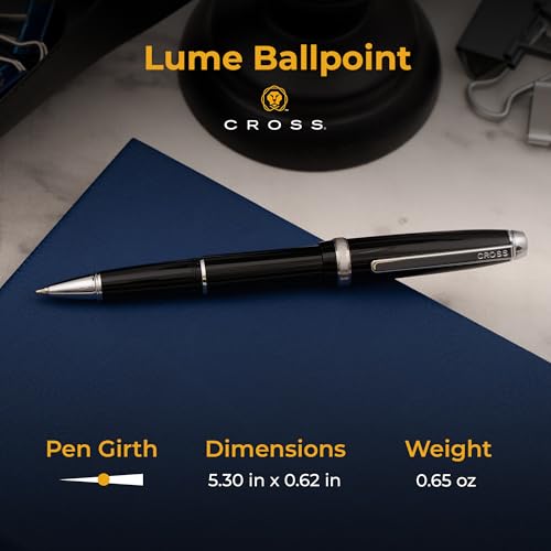 Cross Lume Personalized Ballpoint Pen in Obsidian Black Resin, Chrome Trim - color: Obsidian Black