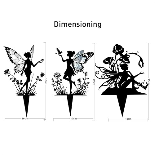 3Ps Garden Decor,Yard Decorations Outdoor,Fairy Decor,Suitable for Courtyard, Flower pots, lawns, Flower beds Decoration, Gifts - color: A-black05