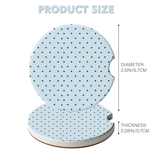2 Pack Car Coasters for Cup Holders, Cute Car Accessories Interior (Blue Polka Dots) - color: Blue Polka Dots