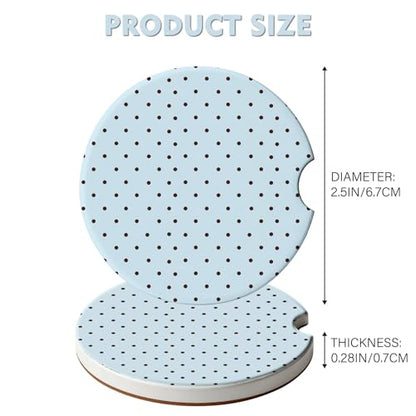 2 Pack Car Coasters for Cup Holders, Cute Car Accessories Interior (Blue Polka Dots) - color: Blue Polka Dots