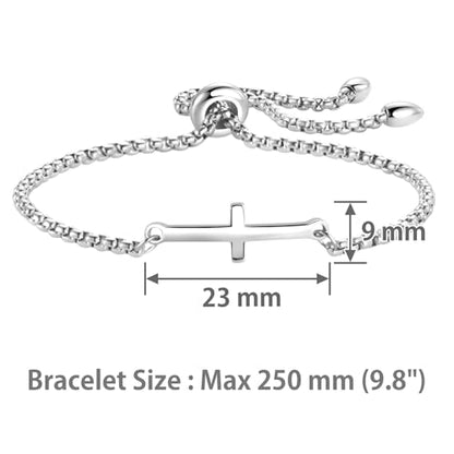 NARTGO Sideways Cross Christian Bracelet for Women Religious Faith Believe Bracelet Baptisms Jewelry Gift Stainless Steel Adjustable Chain - color: Silver