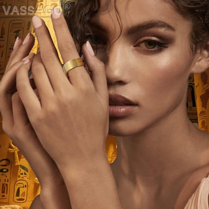 VASSAGO Stainless Steel Ancient Egyptian Ring for Men Women - color: gold, size: 9