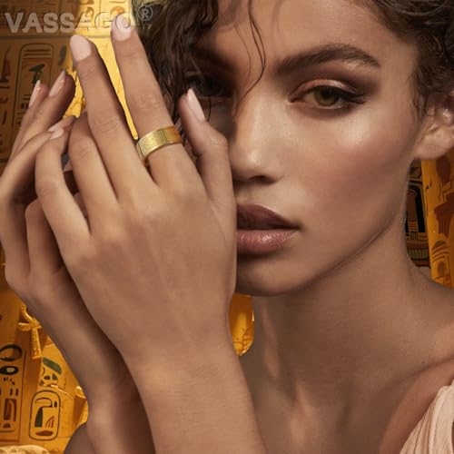 VASSAGO Stainless Steel Ancient Egyptian Ring for Men Women - color: gold, size: 8
